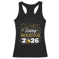 Scottish New Year 2026 Racerback Tank Top Happy Hogmanay NYE Party Faux Glitter Effect Printed - Wonder Print Shop