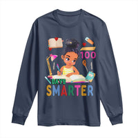 Funny 100 Days Smarter Black Afro African American Girl Long Sleeve Shirt