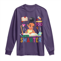 Funny 100 Days Smarter Black Afro African American Girl Long Sleeve Shirt