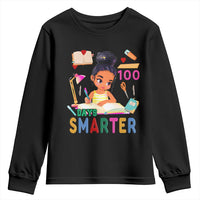 Funny 100 Days Smarter Black Afro African American Girl Youth Sweatshirt
