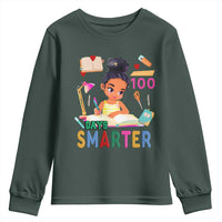 Funny 100 Days Smarter Black Afro African American Girl Youth Sweatshirt