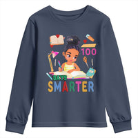 Funny 100 Days Smarter Black Afro African American Girl Youth Sweatshirt