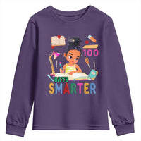 Funny 100 Days Smarter Black Afro African American Girl Youth Sweatshirt