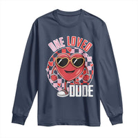 Funny Valentine's Day Long Sleeve Shirt One Loved Dude Cute Heart Checkerboard