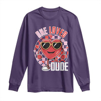 Funny Valentine's Day Long Sleeve Shirt One Loved Dude Cute Heart Checkerboard