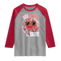 Funny Valentine's Day Raglan Shirt One Loved Dude Cute Heart Checkerboard
