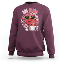 Funny Valentine's Day Sweatshirt One Loved Dude Cute Heart Checkerboard