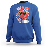 Funny Valentine's Day Sweatshirt One Loved Dude Cute Heart Checkerboard