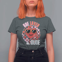 Funny Valentine's Day T Shirt For Women One Loved Dude Cute Heart Checkerboard
