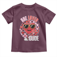 Funny Valentine's Day Toddler T Shirt One Loved Dude Cute Heart Checkerboard