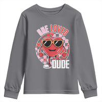 Funny Valentine's Day Youth Sweatshirt One Loved Dude Cute Heart Checkerboard