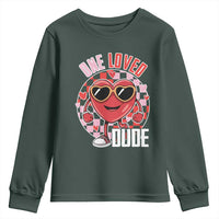 Funny Valentine's Day Youth Sweatshirt One Loved Dude Cute Heart Checkerboard