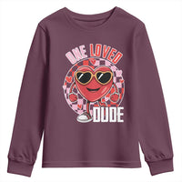 Funny Valentine's Day Youth Sweatshirt One Loved Dude Cute Heart Checkerboard