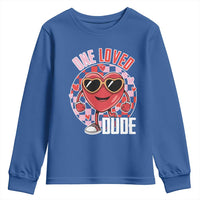 Funny Valentine's Day Youth Sweatshirt One Loved Dude Cute Heart Checkerboard