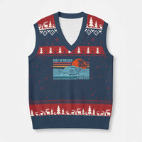 Gulf Of Mexico Forever V-Neck Knit Sweater Vest Vintage Retro Beach Coconut Tree - Wonder Print Shop