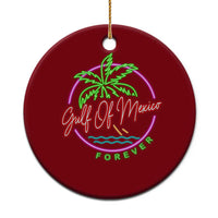 Gulf Of Mexico Forever Ceramic Ornament Beach Coconut Palm Tree Neon Light - Wonder Print Shop