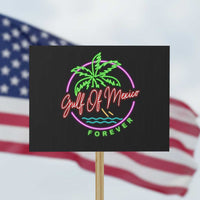 Gulf Of Mexico Forever Protest Sign Beach Coconut Palm Tree Neon Light - Wonder Print Shop