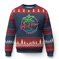 Gulf Of Mexico Forever Ugly Christmas Sweater Beach Coconut Palm Tree Neon Light - Wonder Print Shop