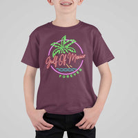 Gulf Of Mexico Forever T Shirt For Kid Beach Coconut Palm Tree Neon Light