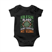 Funny Irish Blood Runs Through My Veins Baby Onesie Irish Pride Shamrock