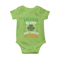 Funny Irish Blood Runs Through My Veins Baby Onesie Irish Pride Shamrock