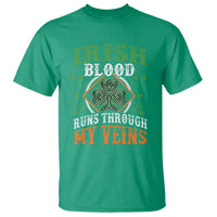 Funny Irish Blood Runs Through My Veins T Shirt Irish Pride Shamrock