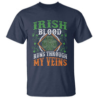 Funny Irish Blood Runs Through My Veins T Shirt Irish Pride Shamrock