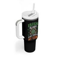 Funny Irish Blood Runs Through My Veins Tumbler With Handle Irish Pride Shamrock