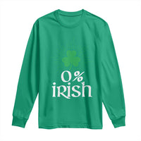 Funny 0% Irish St Patrick's Day Long Sleeve Shirt Vintage Shamrock