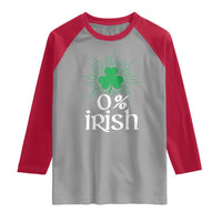Funny 0% Irish St Patrick's Day Raglan Shirt Vintage Shamrock