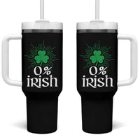 Funny 0% Irish St Patrick's Day Tumbler With Handle Vintage Shamrock