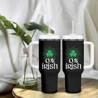 Funny 0% Irish St Patrick's Day Tumbler With Handle Vintage Shamrock