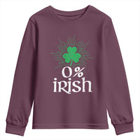 Funny 0% Irish St Patrick's Day Youth Sweatshirt Vintage Shamrock