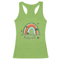 Funny St Patrick's Day Shenanigans Squad Racerback Tank Top Rainbow Shamrock