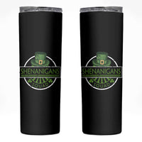 Funny St Patrick's Day Shenanigans Squad Skinny Tumbler Shamrock