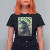 Funny St Patrick's Day Japanese Giant Monster T Shirt For Women Vintage Shamrock