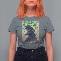 Funny St Patrick's Day Japanese Giant Monster T Shirt For Women Vintage Shamrock