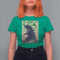 Funny St Patrick's Day Japanese Giant Monster T Shirt For Women Vintage Shamrock