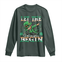 Funny Let The Shenanigans Begin Long Sleeve Shirt Dabbing Leprechaun St Patrick's Day