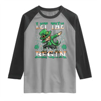 Funny Let The Shenanigans Begin Raglan Shirt Dabbing Leprechaun St Patrick's Day