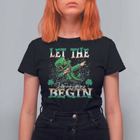 Funny Let The Shenanigans Begin T Shirt For Women Dabbing Leprechaun St Patrick's Day