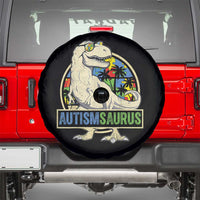 Funny Autism Awareness Dinosaur Spare Tire Cover Autismsaurus Puzzle Pieces