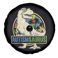 Funny Autism Awareness Dinosaur Spare Tire Cover Autismsaurus Puzzle Pieces