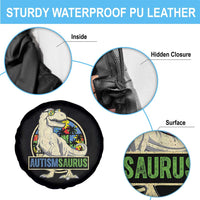 Funny Autism Awareness Dinosaur Spare Tire Cover Autismsaurus Puzzle Pieces