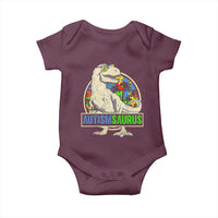 Funny Autism Awareness Dinosaur Baby Onesie Autismsaurus Puzzle Pieces