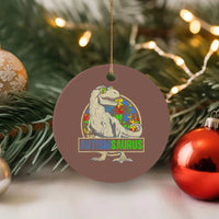 Funny Autism Awareness Dinosaur Ceramic Ornament Autismsaurus Puzzle Pieces