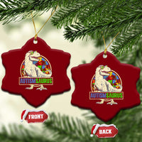 Funny Autism Awareness Dinosaur Ceramic Ornament Autismsaurus Puzzle Pieces