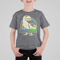 Funny Autism Awareness Dinosaur T Shirt For Kid Autismsaurus Puzzle Pieces