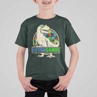 Funny Autism Awareness Dinosaur T Shirt For Kid Autismsaurus Puzzle Pieces