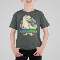 Funny Autism Awareness Dinosaur T Shirt For Kid Autismsaurus Puzzle Pieces
